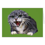 Tarjeta gris enojada del gato