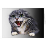 Tarjeta gris enojada del gato
