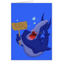 Tarjeta hambrienta del tiburón azul