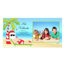 Tarjeta hawaiana de la foto del navidad de Santa d Tarjetas Fotográficas