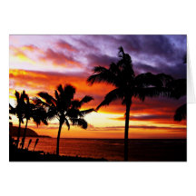 Tarjeta hawaiana de la puesta del sol