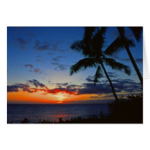 Tarjeta hawaiana de la puesta del sol