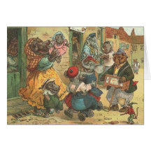 Tarjeta ilustrada vintage - una vecindad animal