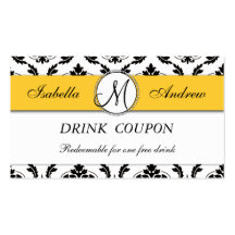 Tarjeta libre de la cupón de la bebida del boda am tarjeta de visita