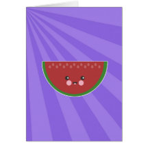 Tarjeta linda de la sandía de Kawaii