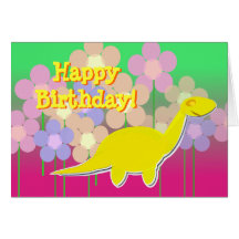 Tarjeta linda de los dinosaurios del feliz cumplea