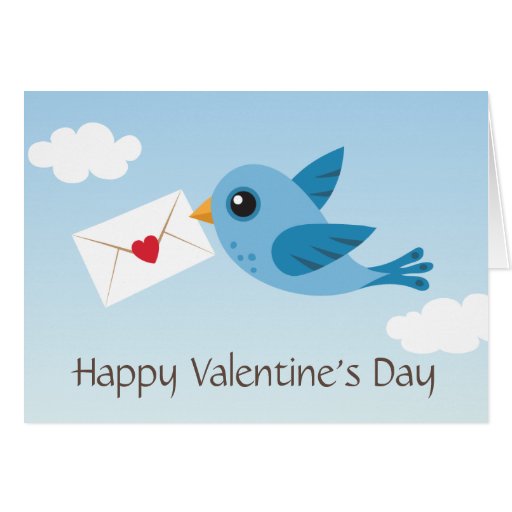 Tarjeta linda del día de San Valentín con el pájar