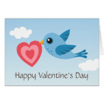 Tarjeta linda del día de San Valentín con el pájar