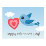 Tarjeta linda del día de San Valentín con el pájar Tarjeta Postal