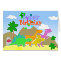 Tarjeta linda del feliz cumpleaños de los dinosaur
