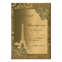 Tarjeta metálica de oro de RSVP de la torre Eiffel Anuncios