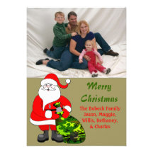 Tarjeta militar de la foto del navidad de la famil invitaciones personales 