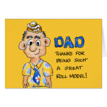 Tarjeta modelo del día de padre del papá del rollo