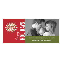 TARJETA MODERNA VERDE ROJA DE LA FOTO DEL DÍA DE F INVITACION PERSONALIZADA