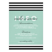Tarjeta negra, blanca, y de la menta rayada de inf invitación personalizada