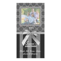 Tarjeta negra y gris de la foto de la cinta de la  tarjeta fotográfica personalizada