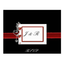 Tarjeta negra y roja de RSVP Postales