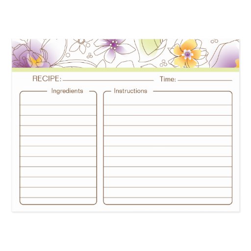 Tarjeta nupcial personalizada de la receta de la d postales