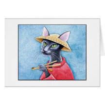 Tarjeta oriental del gato negro de Shorthair