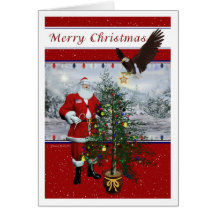Tarjeta patriótica de las Felices Navidad de Santa