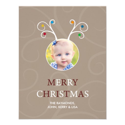 Tarjeta plana de la foto de Rudolph del navidad Comunicados Personalizados