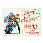 Tarjeta plana de la foto del navidad - rojo y blan invitacion personalizada