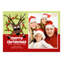Tarjeta plana de la foto del reno del navidad raro anuncios  