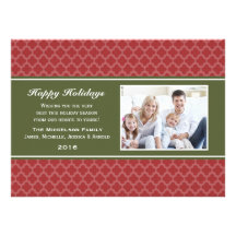 Tarjeta plana del día de fiesta verde rojo de Quat Anuncio Personalizado