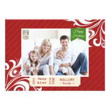 Tarjeta plana del navidad rayado rojo elegante invitación