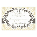 Tarjeta poner crema de RSVP del damasco Invitaciones Personales