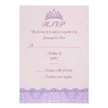 Tarjeta púrpura de la tiara y del damasco Sweet16  Invitaciones Personalizada