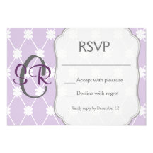 Tarjeta púrpura de RSVP de la flor del diamante Invitaciones Personales