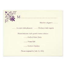 Tarjeta púrpura de RSVP de los elementos de Deco Invitación