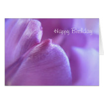 Tarjeta púrpura del "feliz cumpleaños" del tulipán tarjetas