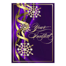 Tarjeta púrpura Jeweled del día de fiesta del copo Invitacion Personalizada