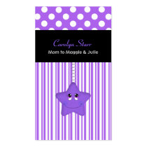 Tarjeta púrpura y blanca elegante de la mamá de la tarjetas de negocio
