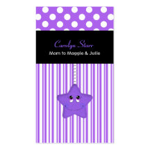 Tarjeta púrpura y blanca elegante de la mamá de la tarjetas de visita