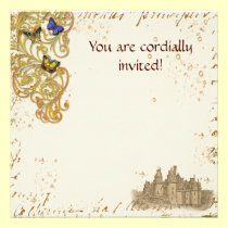 Tarjeta real de la invitación del castillo medieva invitaciones