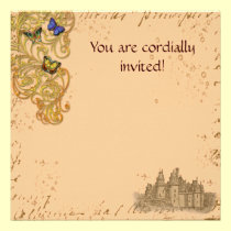 Tarjeta real de la invitación del castillo medieva invitaciones