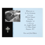 Tarjeta religiosa azul de la foto invitaciones personalizada