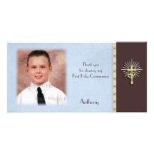 Tarjeta religiosa de la foto de Brown azul Tarjetas Fotograficas Personalizadas