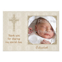 Tarjeta religiosa de la foto de la crema Lace2 Invitación Personalizada