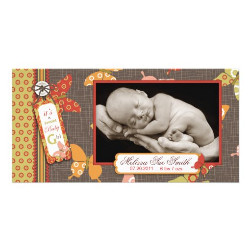 Tarjeta retra de la foto de las mariposas tarjetas fotográficas personalizadas