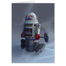 Tarjeta retra del número 7 del robot del juguete