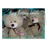 Tarjeta rizada de 3 osos de peluche