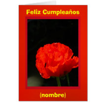 Tarjeta - roja de Feliz Cumpleaños - de Amapola de