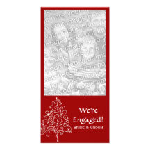 Tarjeta roja de la foto del compromiso del árbol d tarjetas fotográficas personalizadas