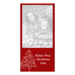 Tarjeta roja de la foto del primer navidad del beb tarjeta con foto personalizada