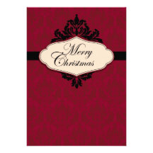 Tarjeta roja de la invitación del brocado del navi