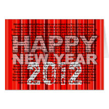 Tarjeta roja de la raya del mundo de la Feliz Año 